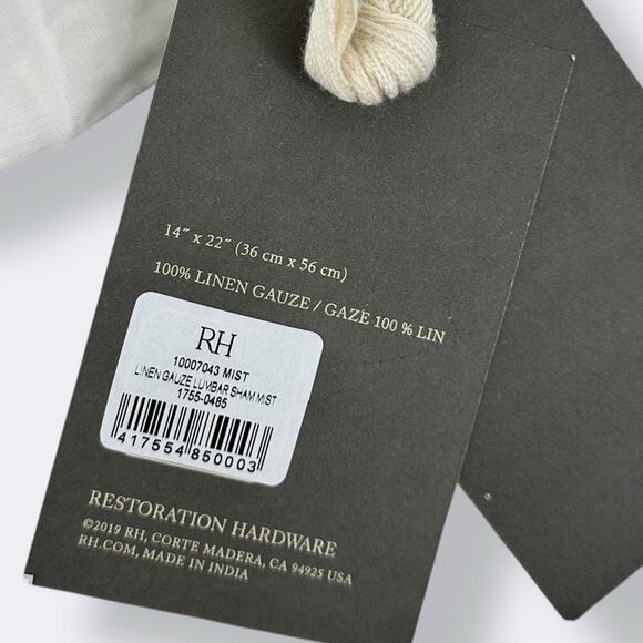 Restoration Hardware Linen Gauze Tufted Sham Mist Gray Lumbar Size 14" X 22" - Picture 6 of 7